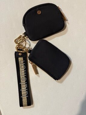 lululemon athletica Black Key & Card Pouch Set with Gold Accents